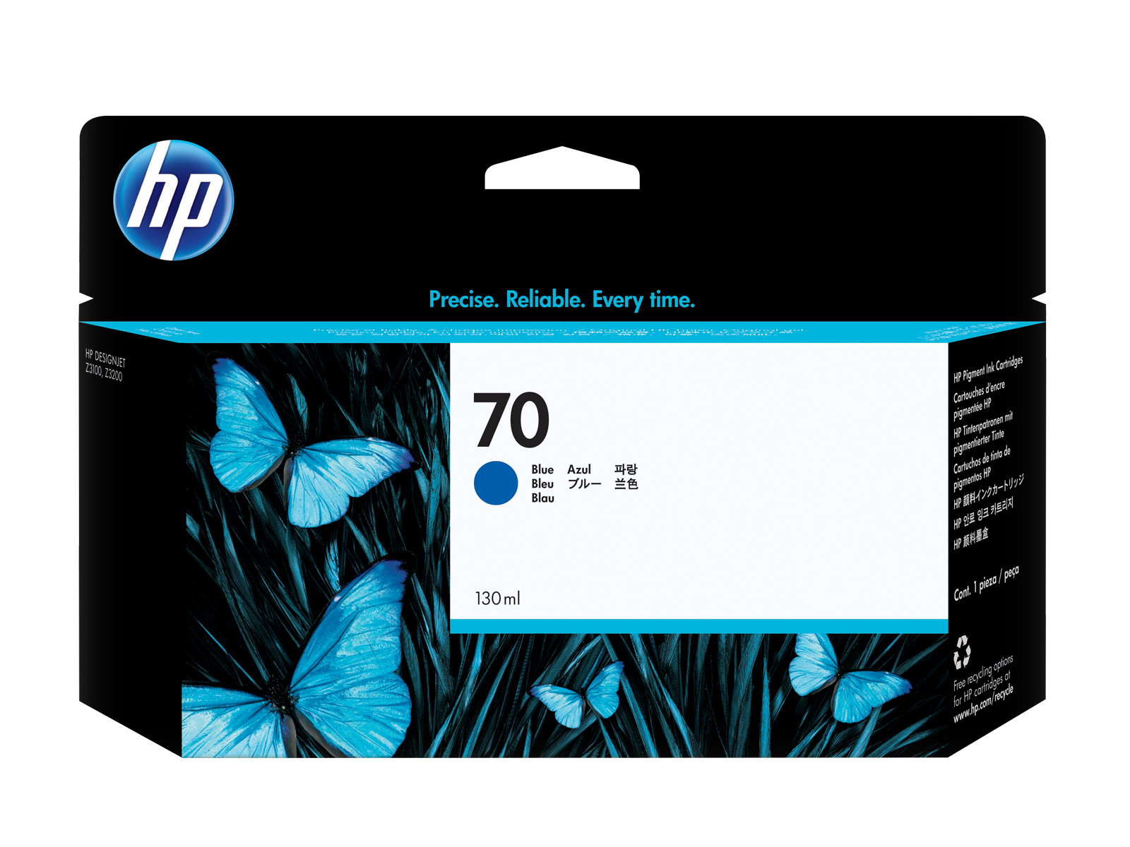 HP-70-DesignJet-Tinte-Blau-130ml-C9458A HP 70 DesignJet Tinte Blau 130ml C9458A – Bild 1