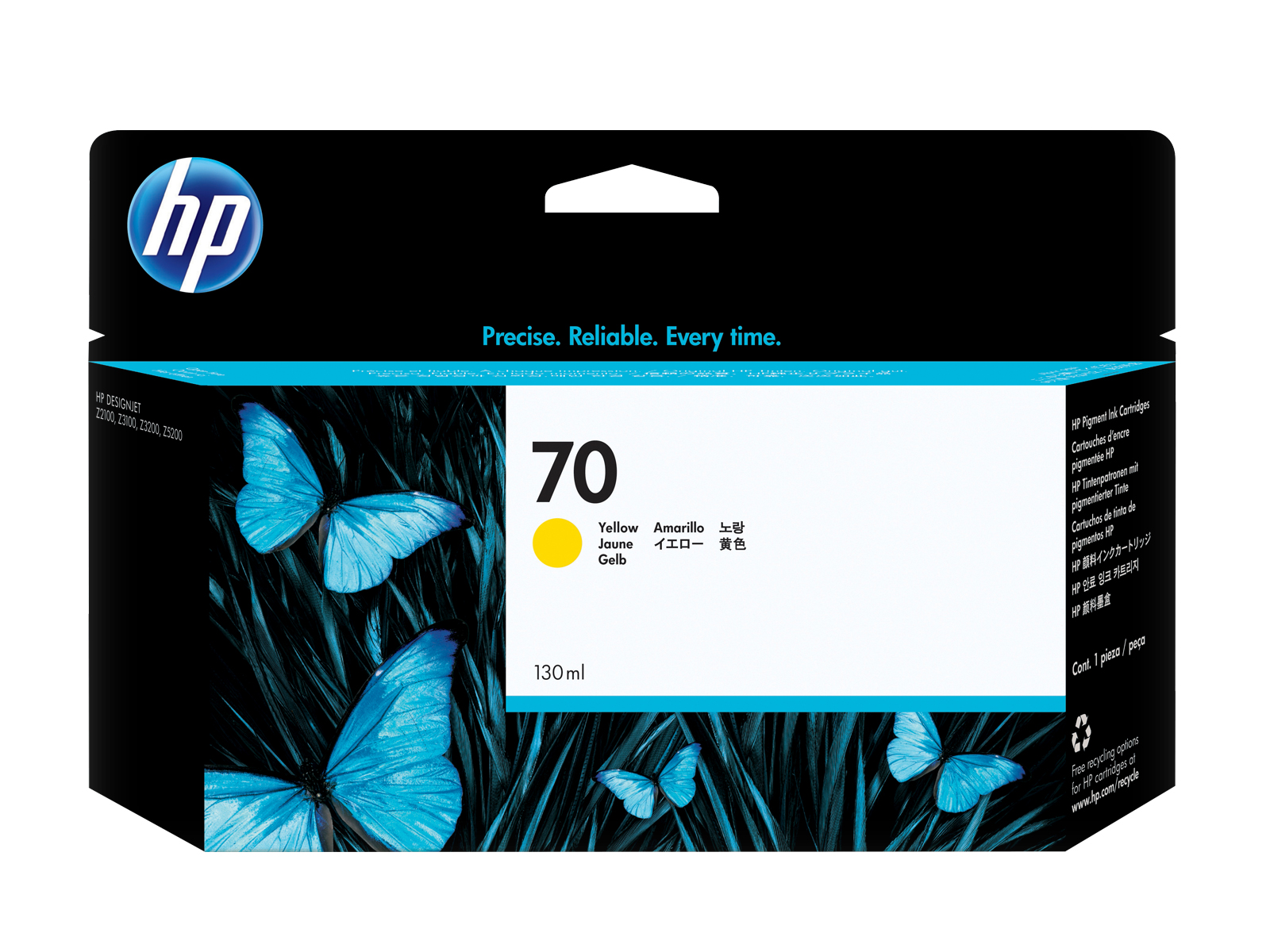HP-70-DesignJet-Tinte-Gelb-130ml-C9454A HP 70 DesignJet Tinte Gelb 130ml C9454A – Bild 1