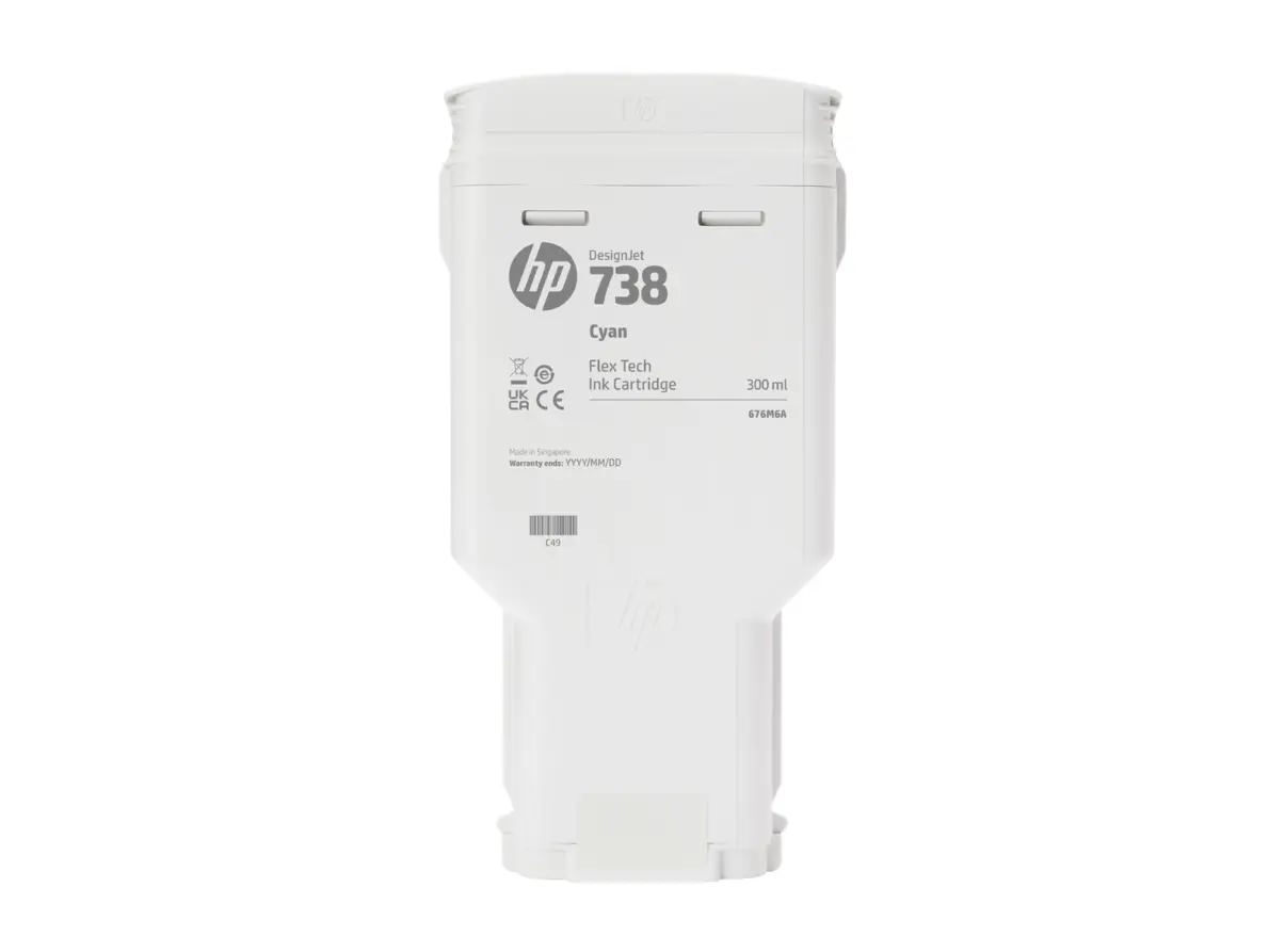 HP 738 DesignJet Tinte Cyan 300ml 676M6A – Bild 3
