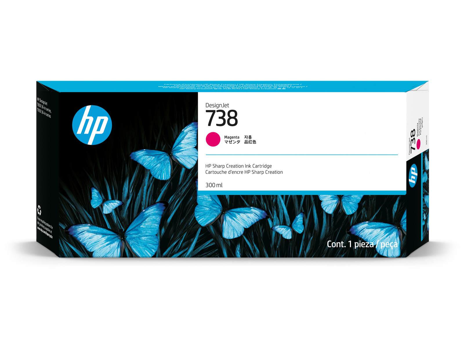 HP-738-DesignJet-Tinte-Magenta-300ml-676M7A HP 738 DesignJet Tinte Magenta 300ml 676M7A – Bild 1