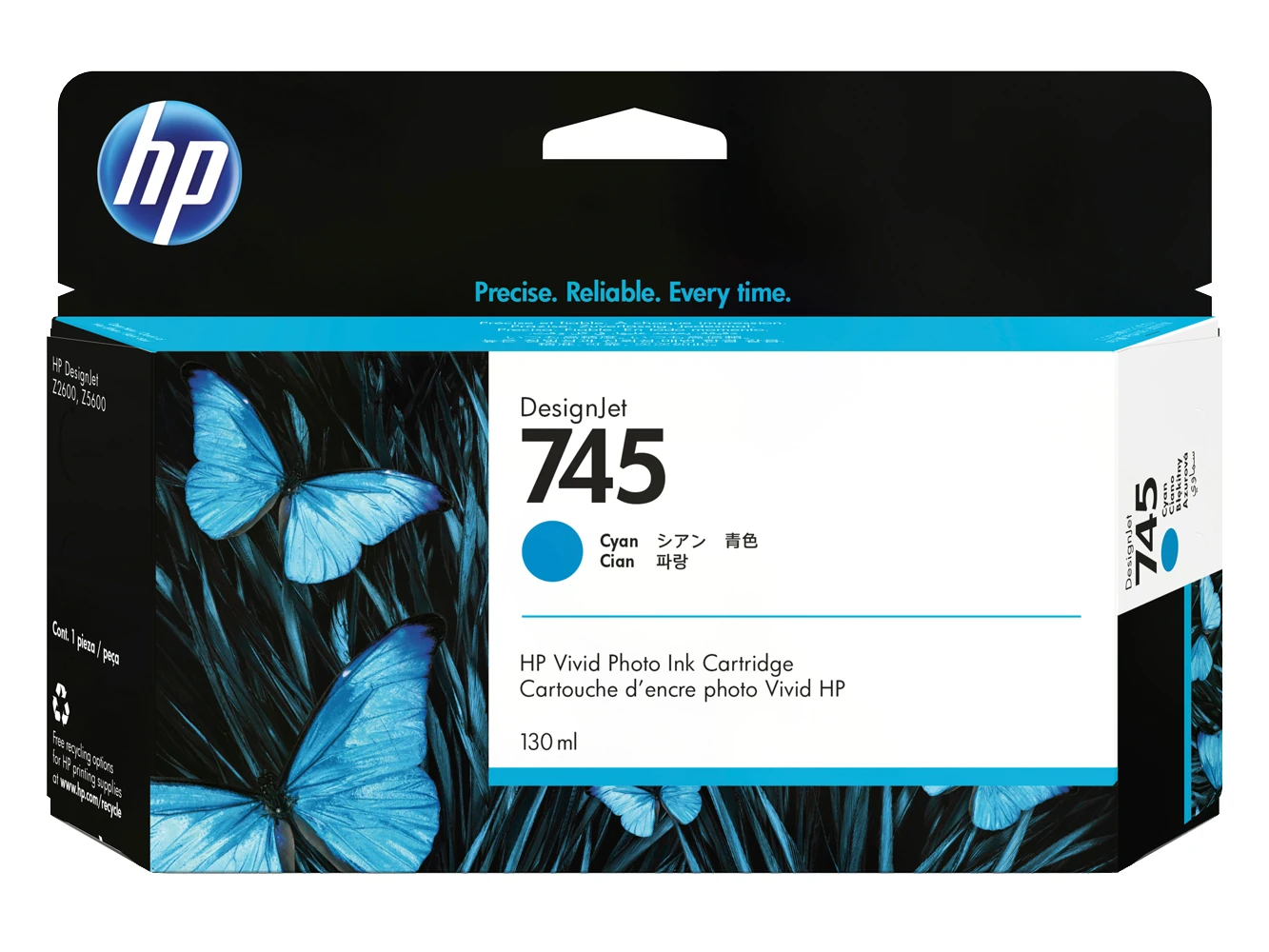 HP-745-DesignJet-Tinte-Cyan-130ml-F9J97A HP 745 Designjet Tinte Cyan 130ml F9J97A – Bild 1