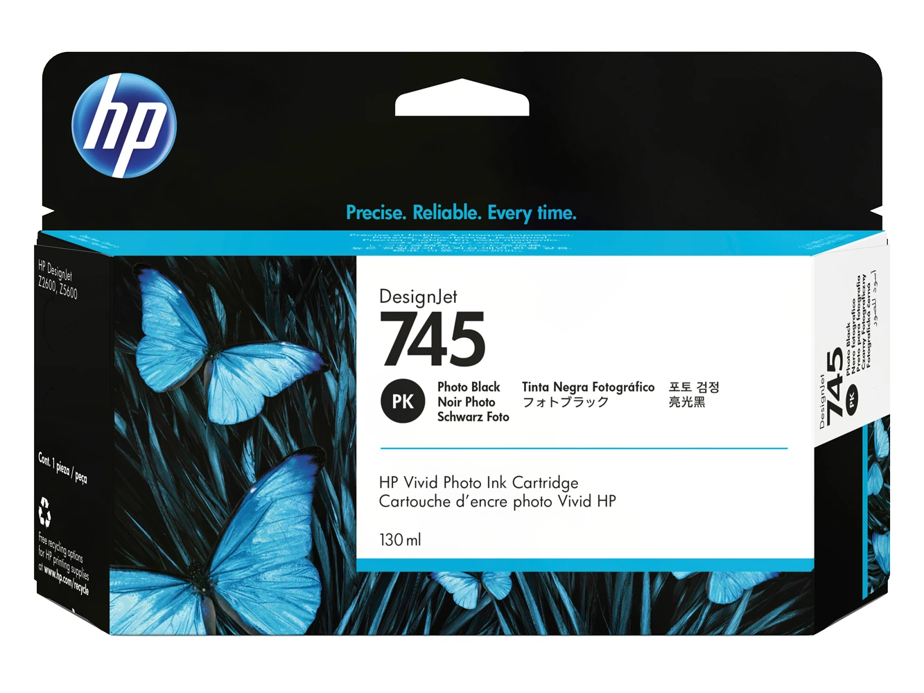 HP-745-DesignJet-Tinte-Fotoschwarz-130ml-F9J98A HP 745 Designjet Tinte Fotoschwarz 130ml F9J98A – Bild 1