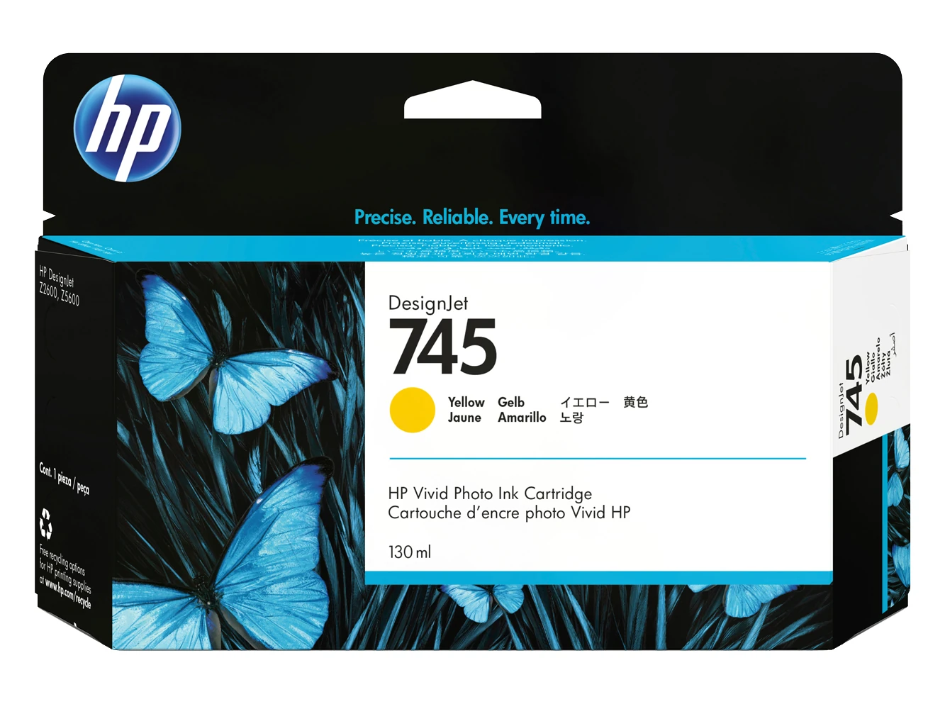 HP-745-DesignJet-Tinte-Gelb-130ml-F9J96A HP 745 Designjet Tinte Gelb 130ml F9J96A – Bild 1